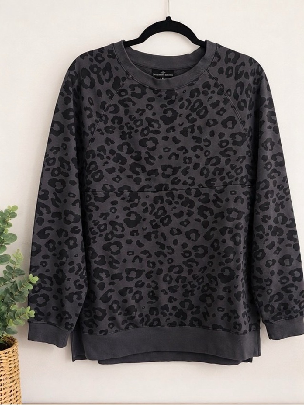 Nursing Queen Charcoal Leopard Pullover Nursing Sweatshirt Hidden Zip Access